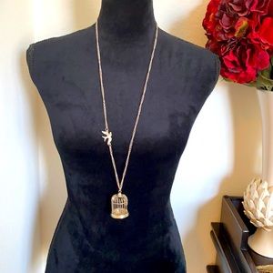 18 inch silver tone birdcage necklace